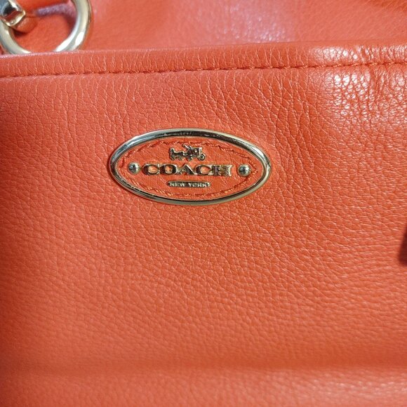 Coach Red Satchel Crossbody Bag Colette Cardinal Pebbled Leather Gold Hardware - Picture 15 of 16
